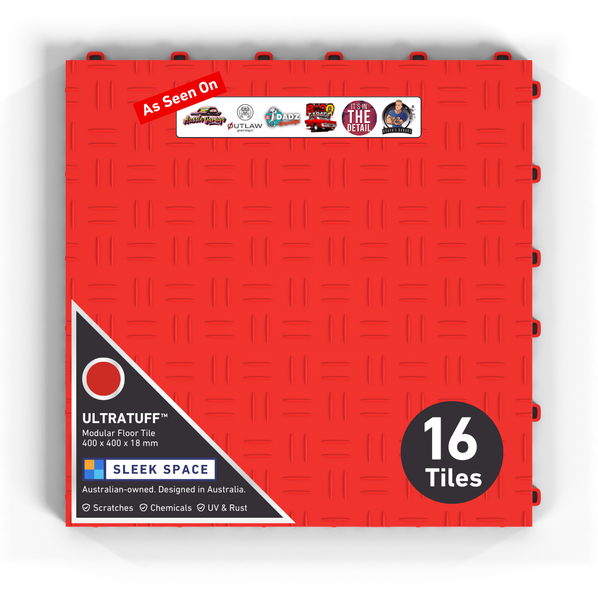 ULTRATUFF Garage Floor Tile, Rosso Red (16-Pack)