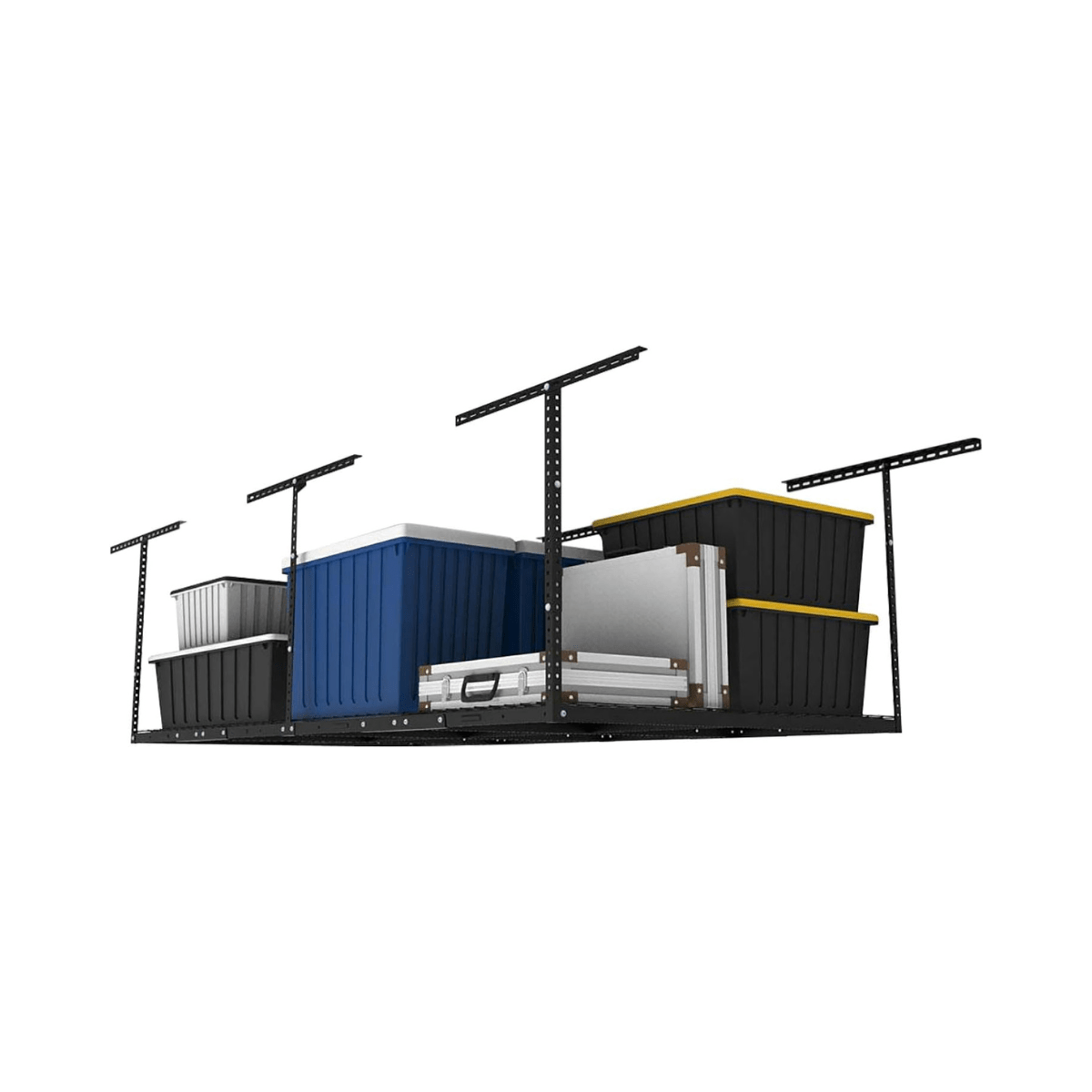 ULTRARACK Overhead Garage Ceiling Storage Rack with 6xHooks, Black