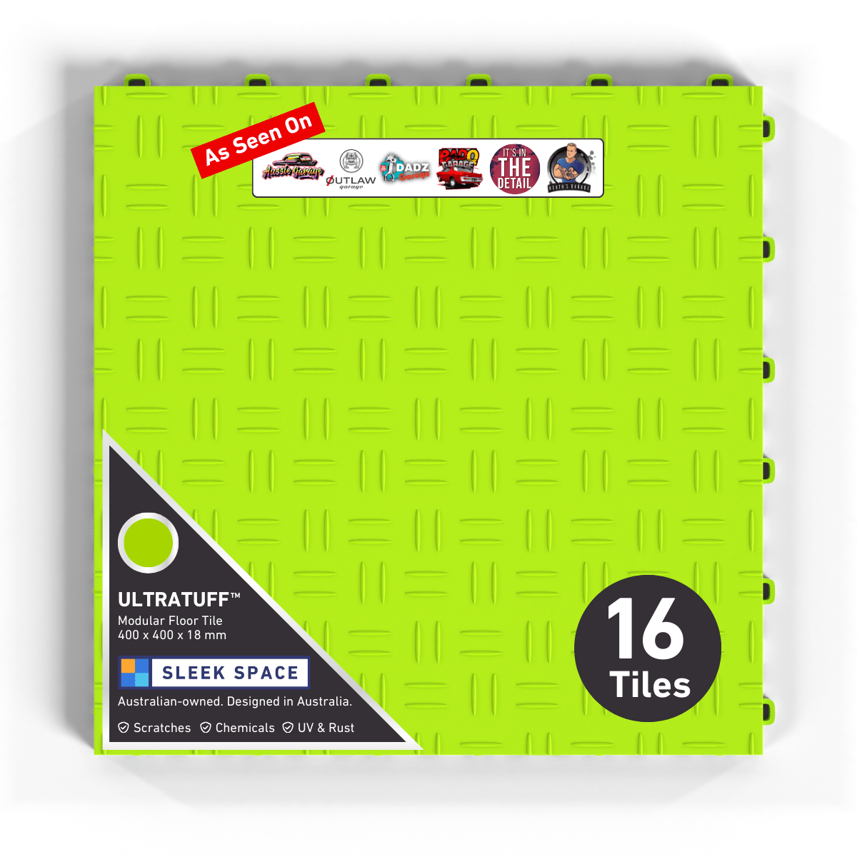 ULTRATUFF Garage Floor Tile, Electric Green (16-Pack)
