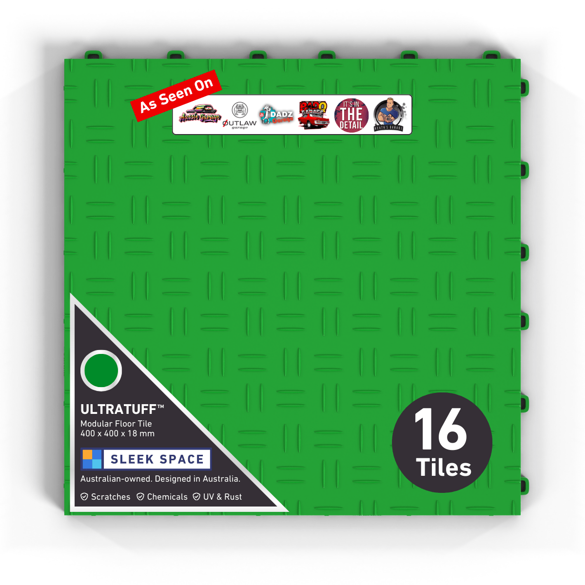 ULTRATUFF Garage Floor Tile, Viper Green (16-Pack)