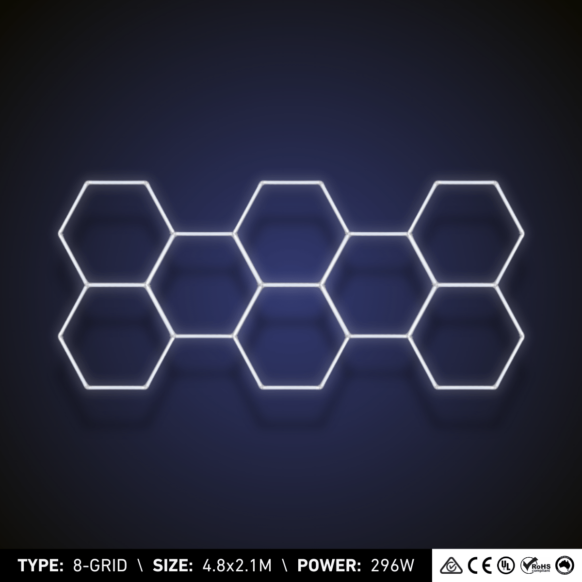 8-Grid Large Hexagon Light (4.8x2.1m, 296W)