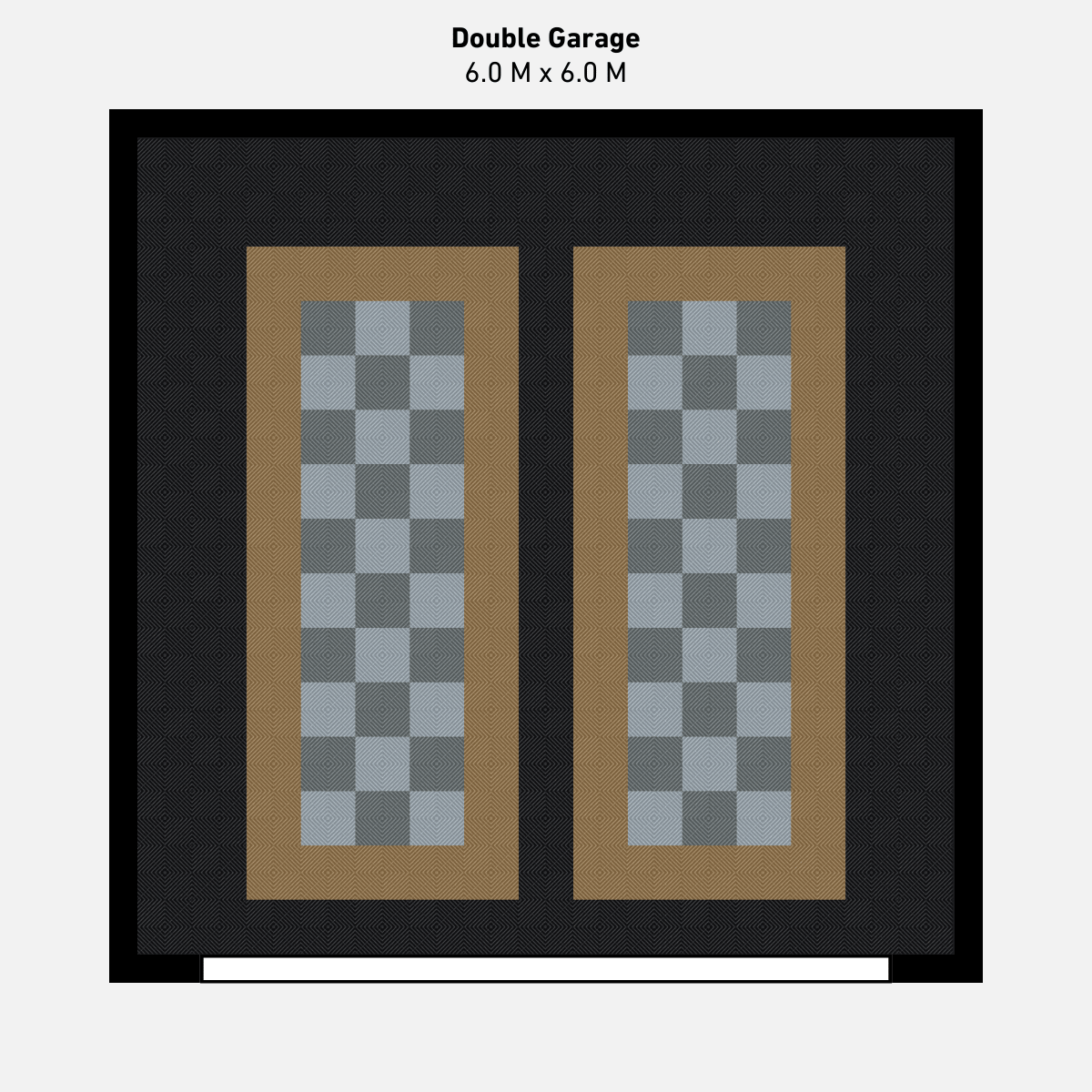 Double Garage Floor Kit, Parking Bays - Chequer Inner