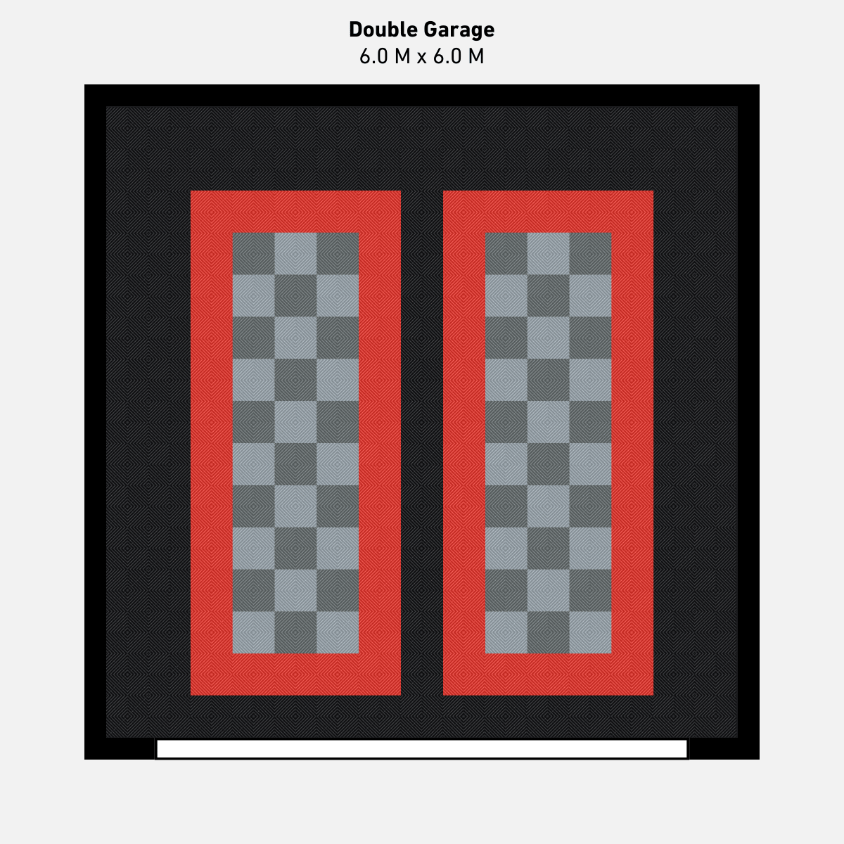 Double Garage Floor Kit, Parking Bays - Chequer Inner