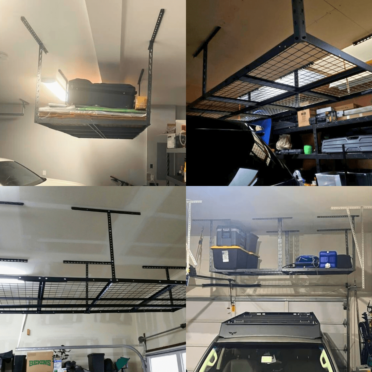 ULTRARACK Overhead Garage Ceiling Storage Rack with 6xHooks, Black