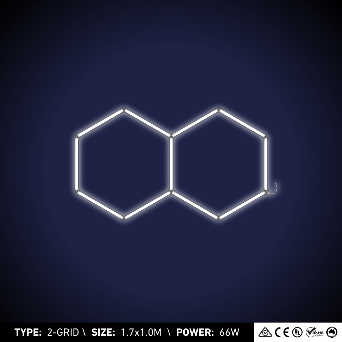 2-Grid Small Hexagon Light (1.7x1.0m, 66W)
