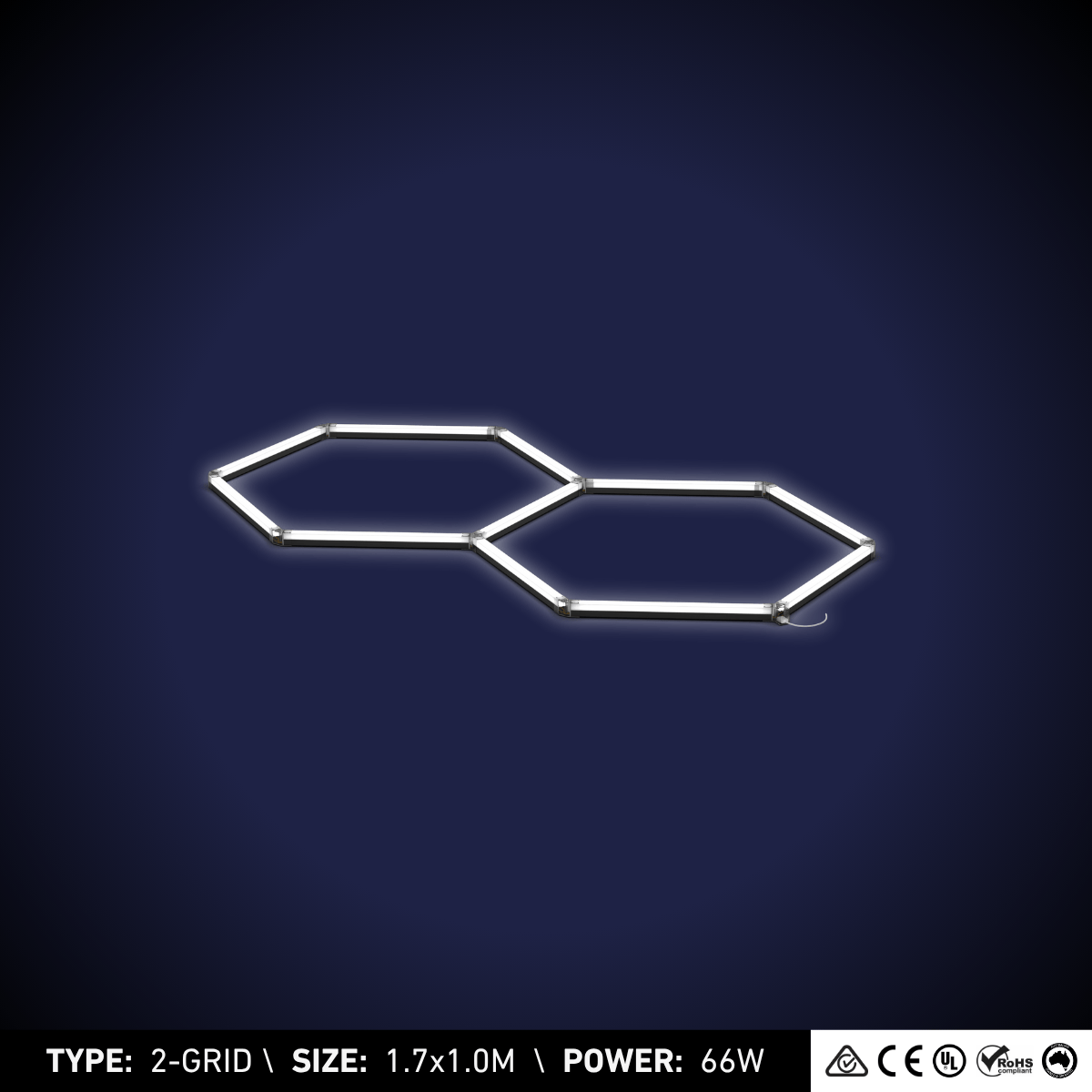 2-Grid Small Hexagon Light (1.7x1.0m, 66W)