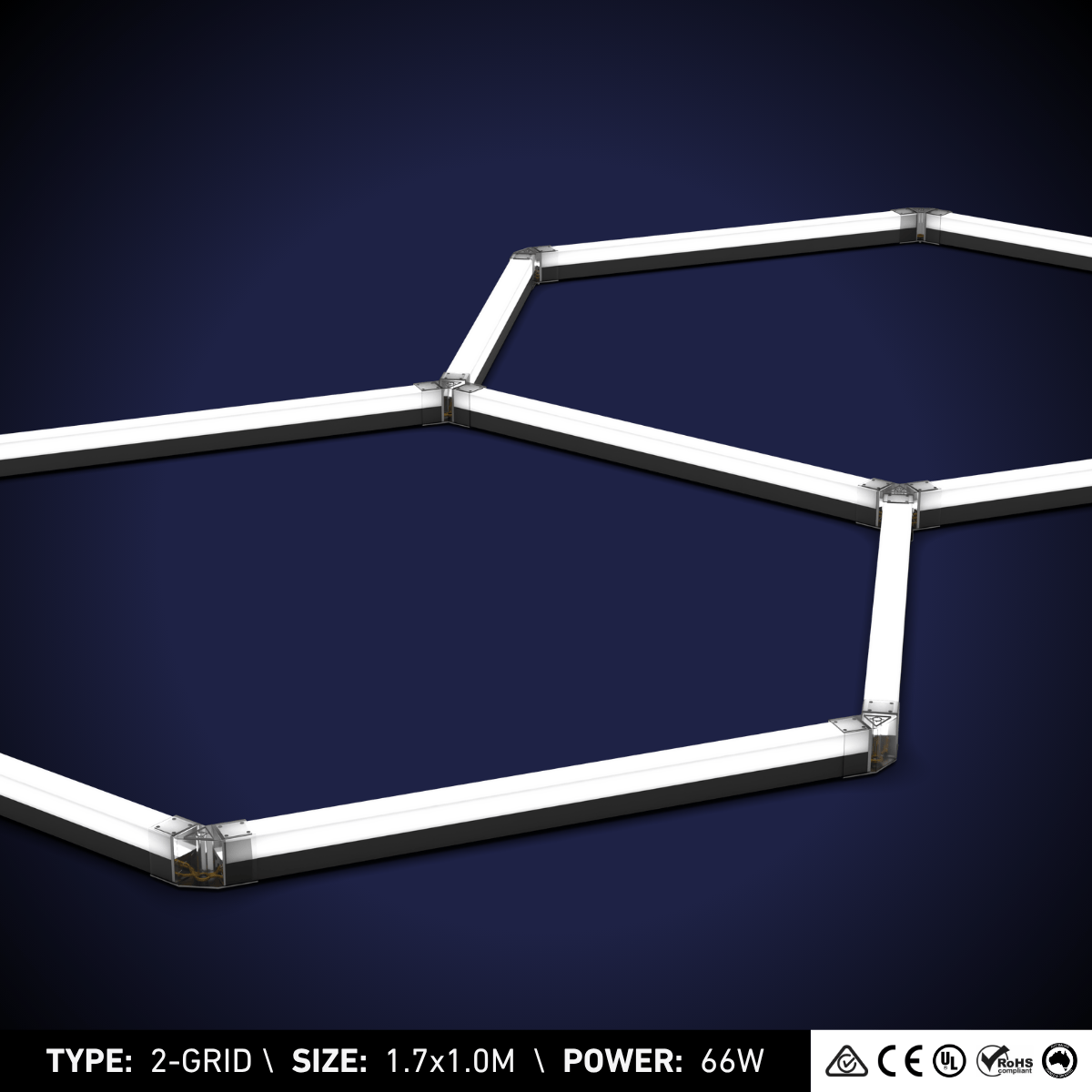 2-Grid Small Hexagon Light (1.7x1.0m, 66W)