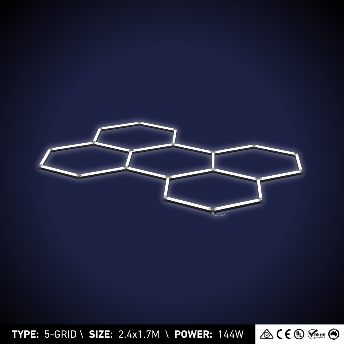 5-Grid Small Hexagon Light (2.4x1.7m, 144W)