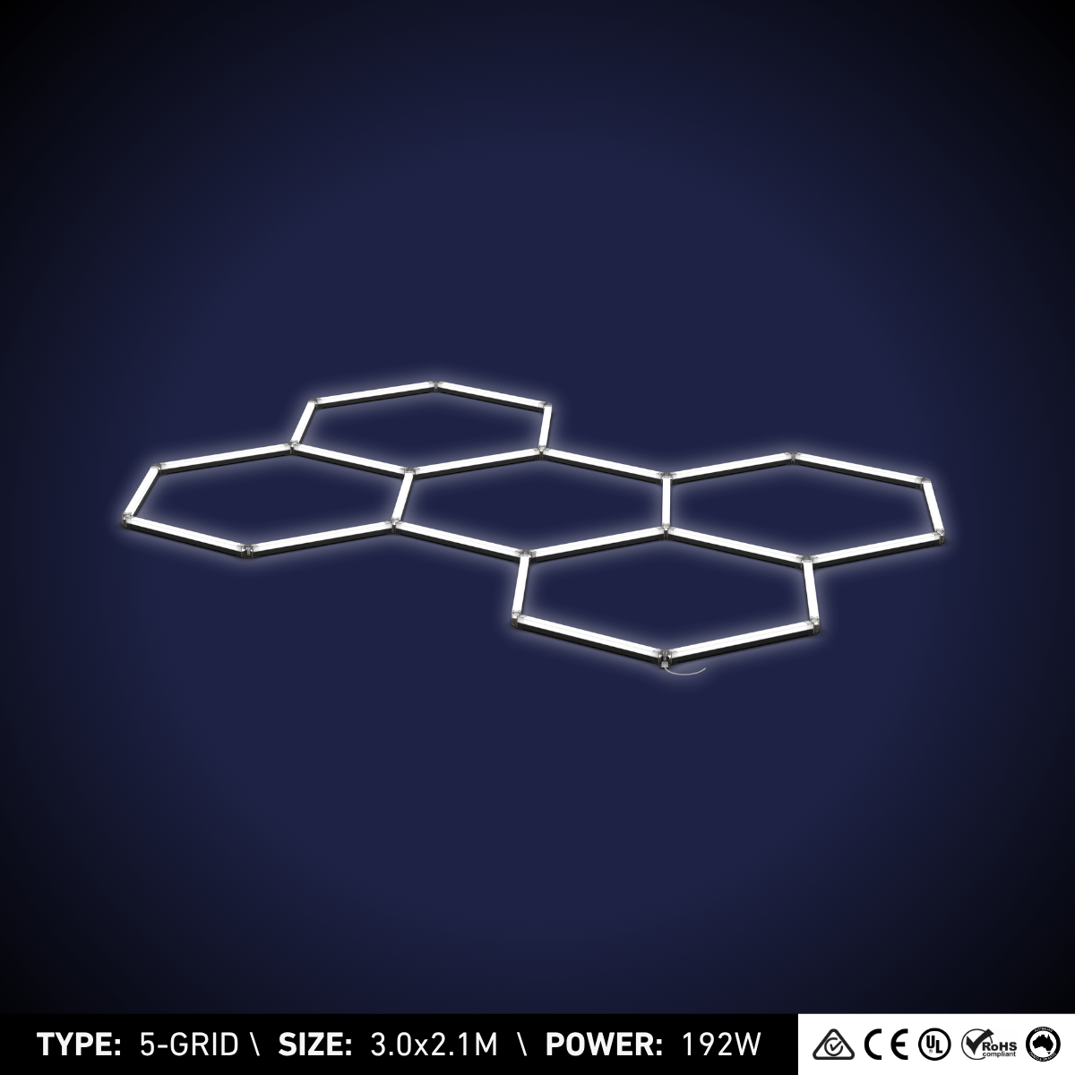 5-Grid Large Hexagon Light (3.0x2.1m, 192W)