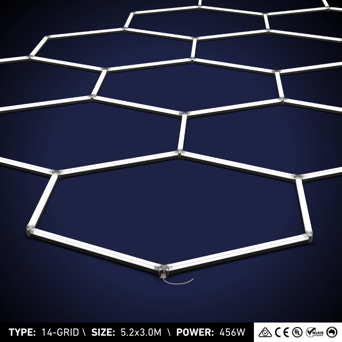 14-Grid Large Hexagon Light (5.2x3.0m, 456W)