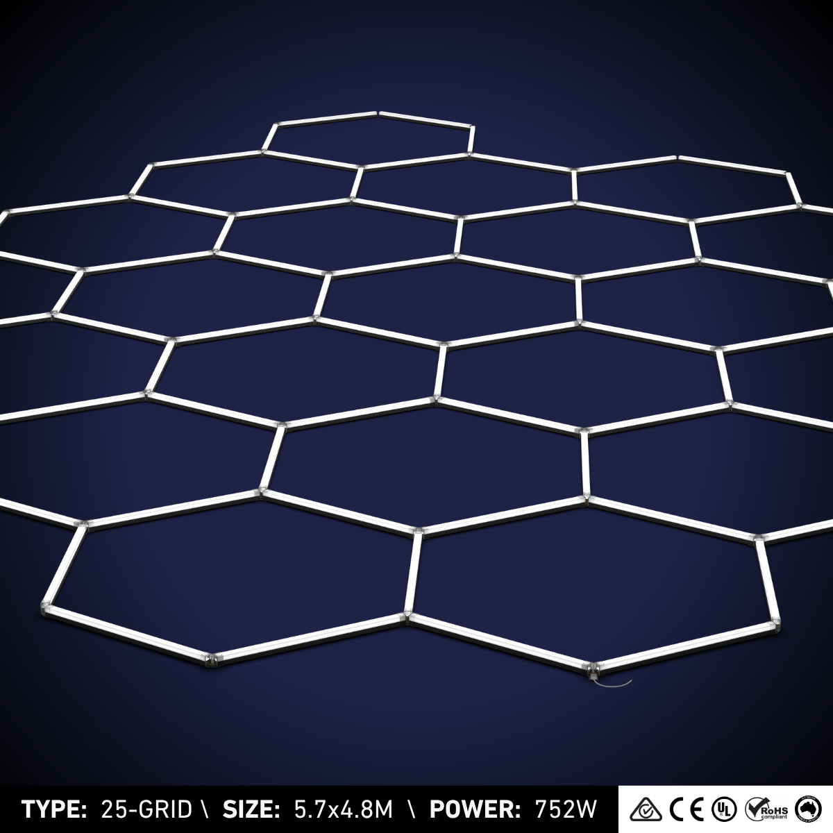25-Grid Large Hexagon Light (5.7x4.8m, 752W)