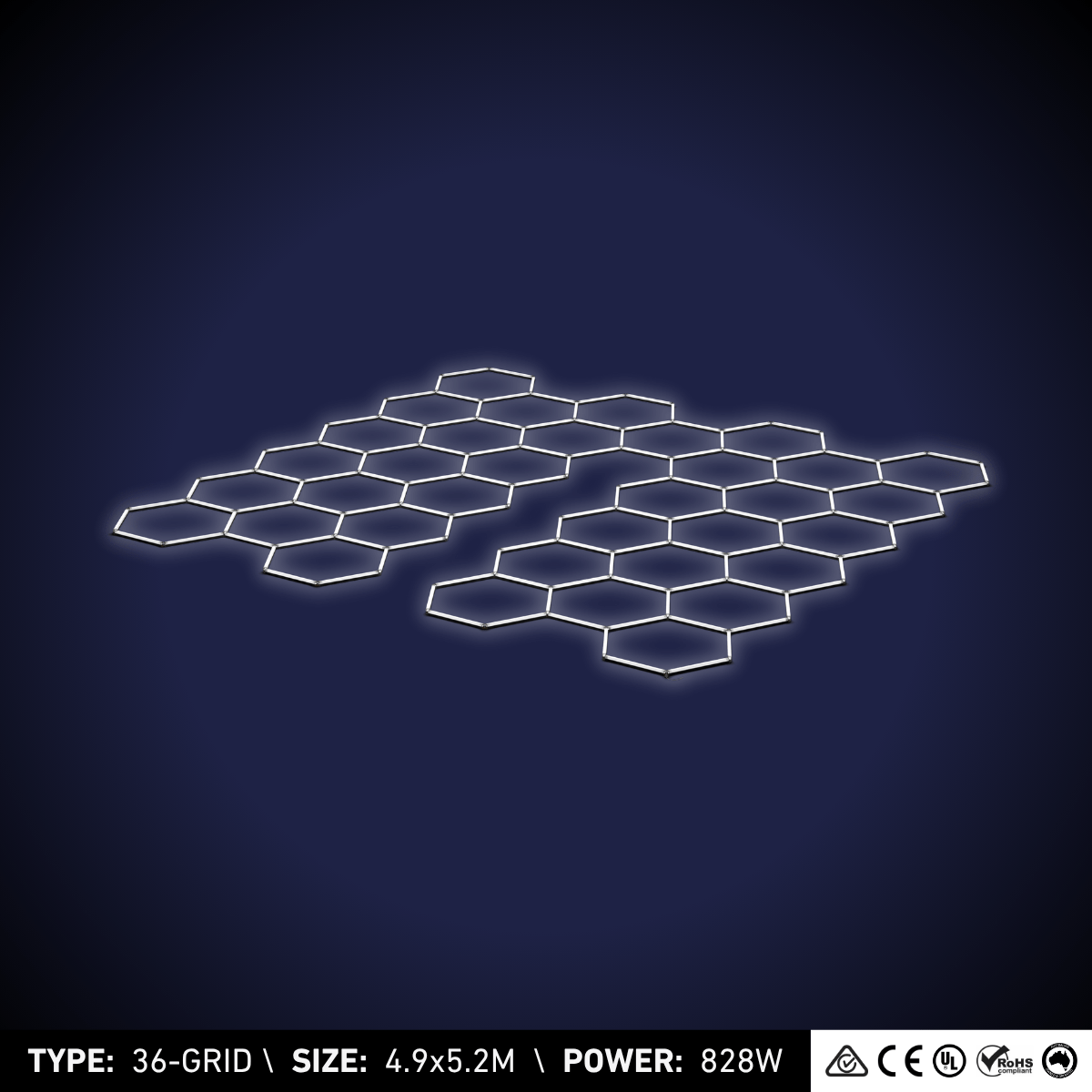 36-Grid Hexagon Light (4.8x5.2M, 828W)