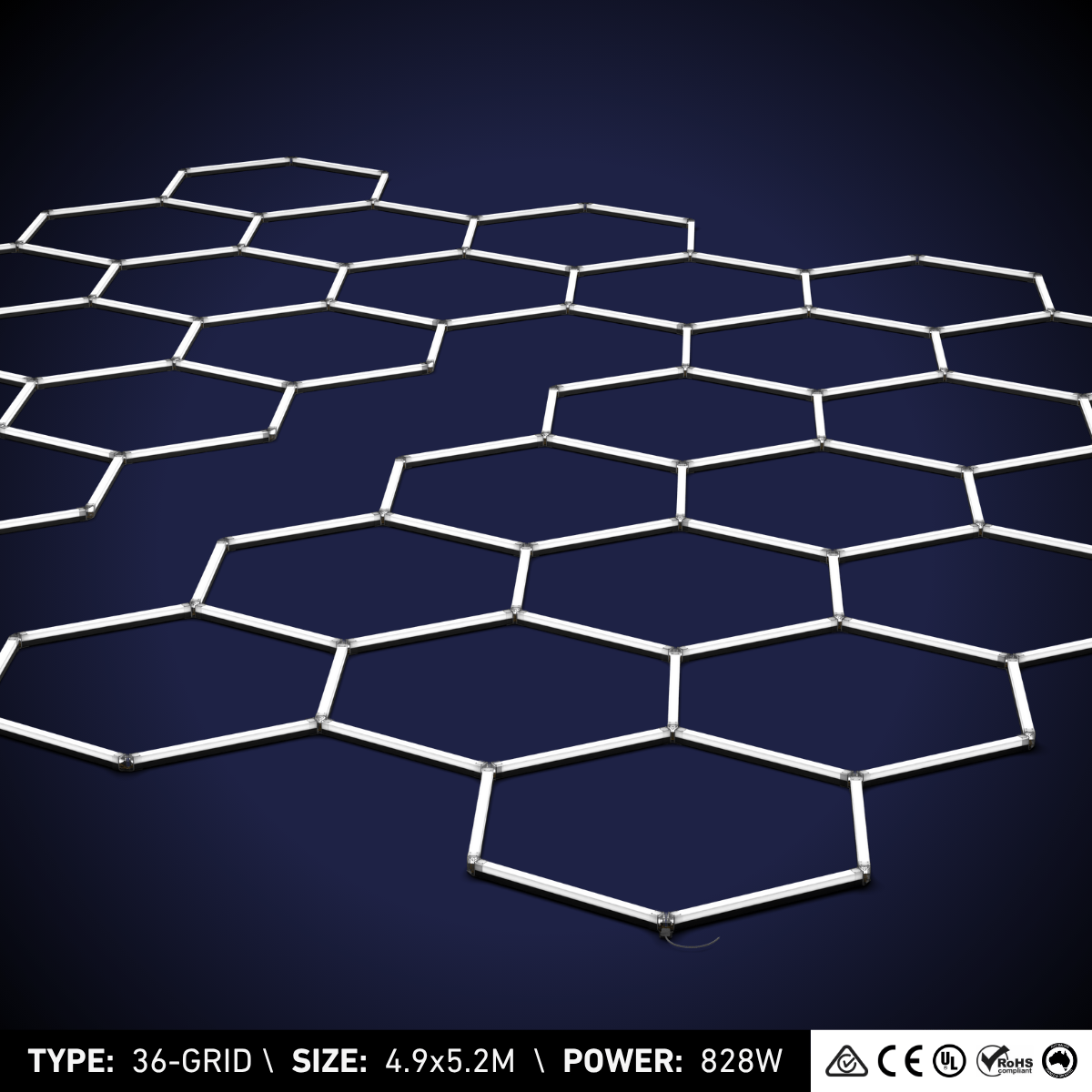 36-Grid Hexagon Light (4.8x5.2M, 828W)