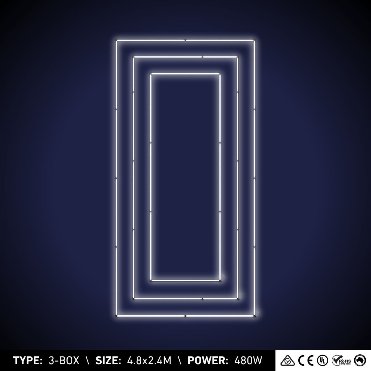 3-Box Hexagon Light (4.8x2.4M, 480W)