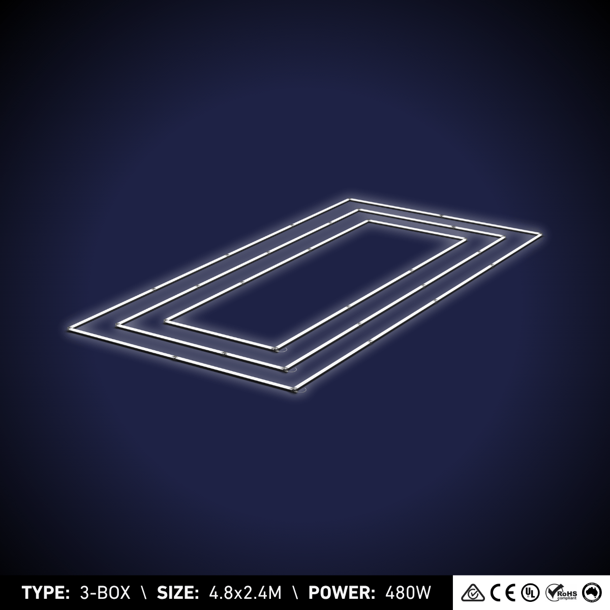3-Box Hexagon Light (4.8x2.4M, 480W)