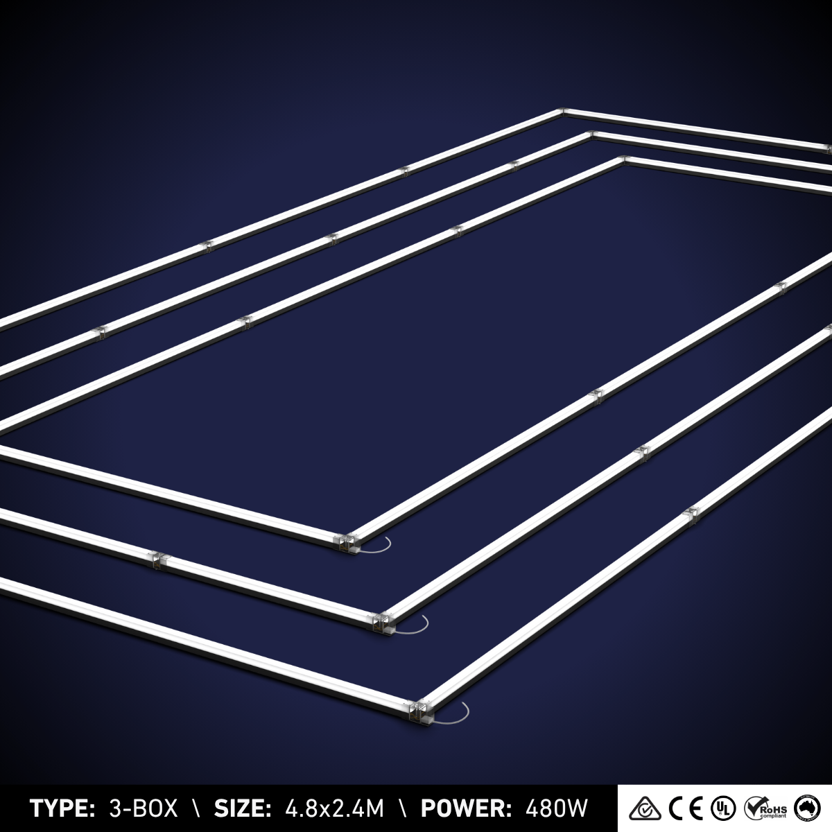 3-Box Hexagon Light (4.8x2.4M, 480W)