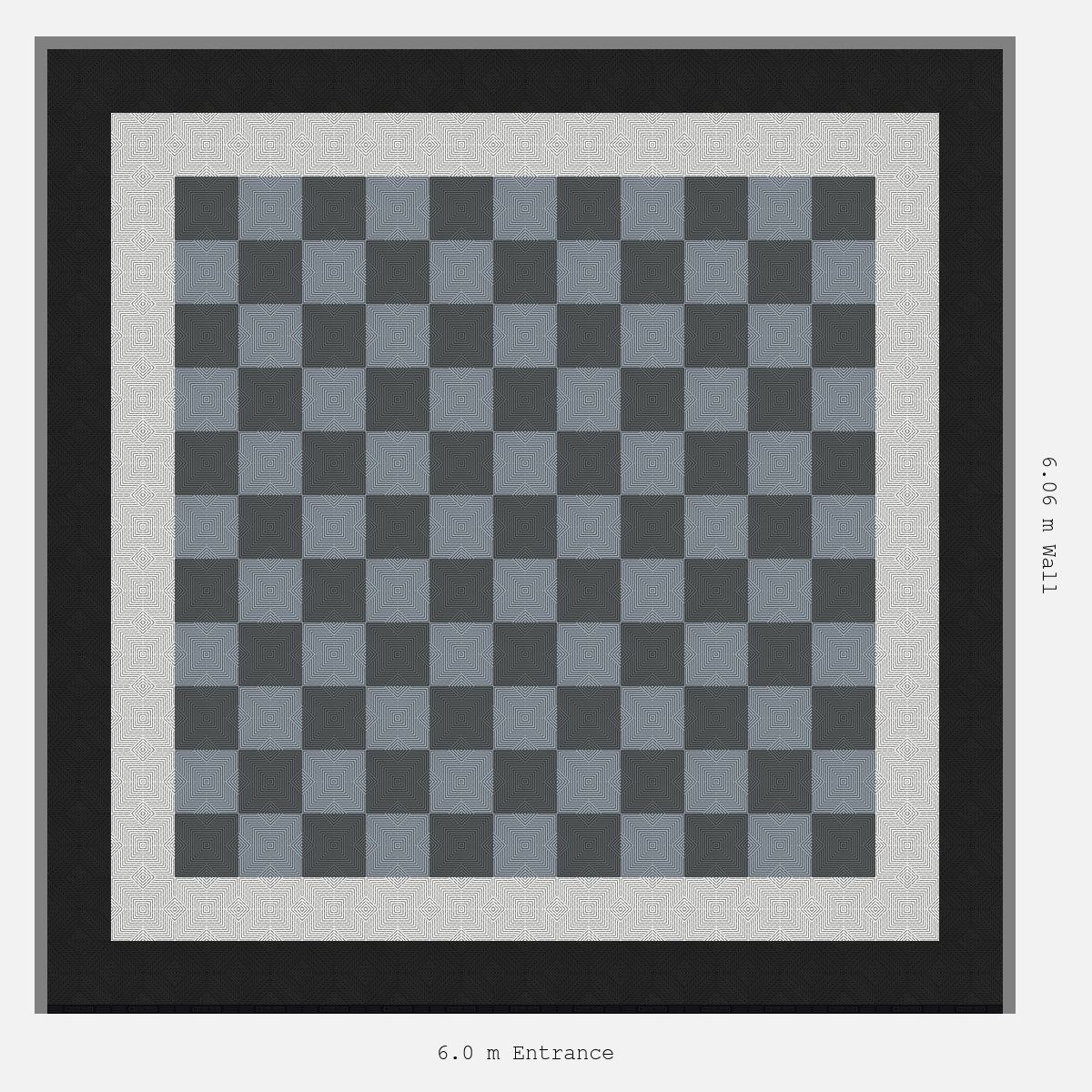 ULTRACORE Double Border Chequer Infill Design Outer: Jet Black - Inner: Alpine White - Infill: Space Grey - Silver Grey