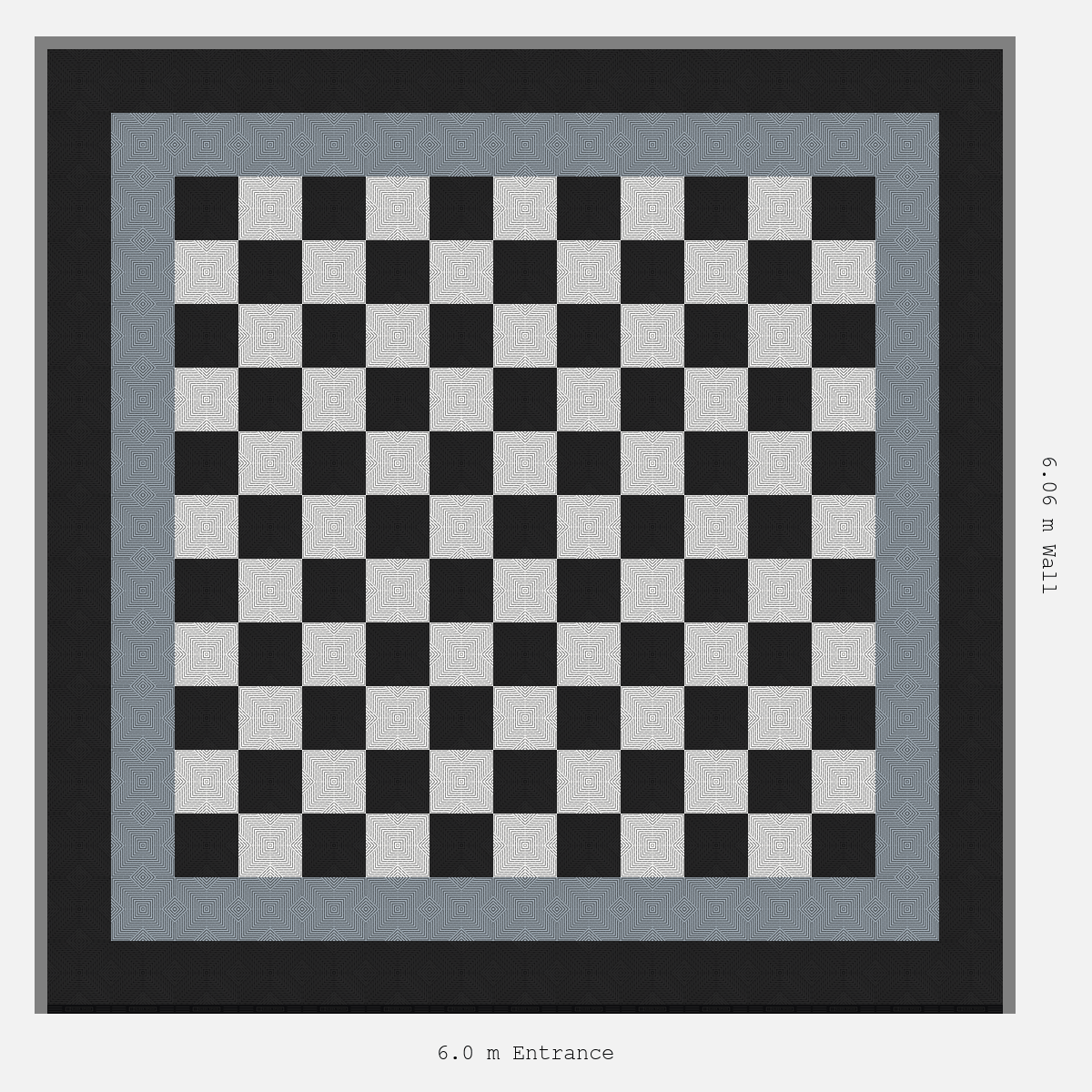 ULTRACORE Double Border Chequer Infill Design Outer: Jet Black - Inner: Silver Grey - Infill: Jet Black - Alpine White