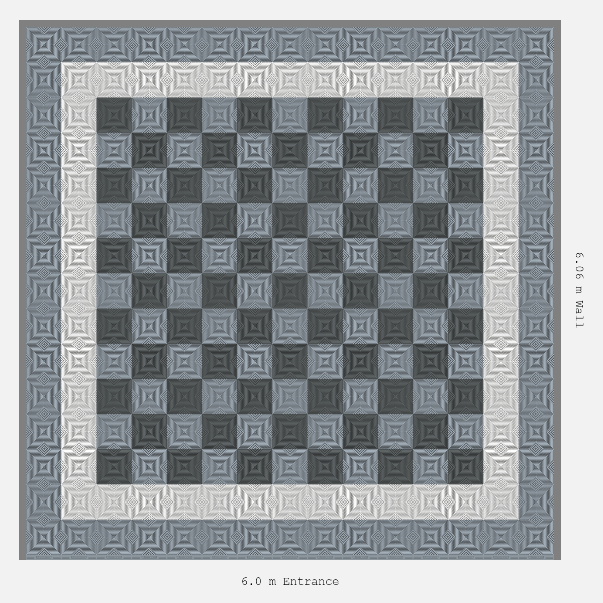 ULTRACORE Double Border Chequer Infill Design Outer: Silver Grey - Inner: Alpine White - Infill: Space Grey - Silver Grey