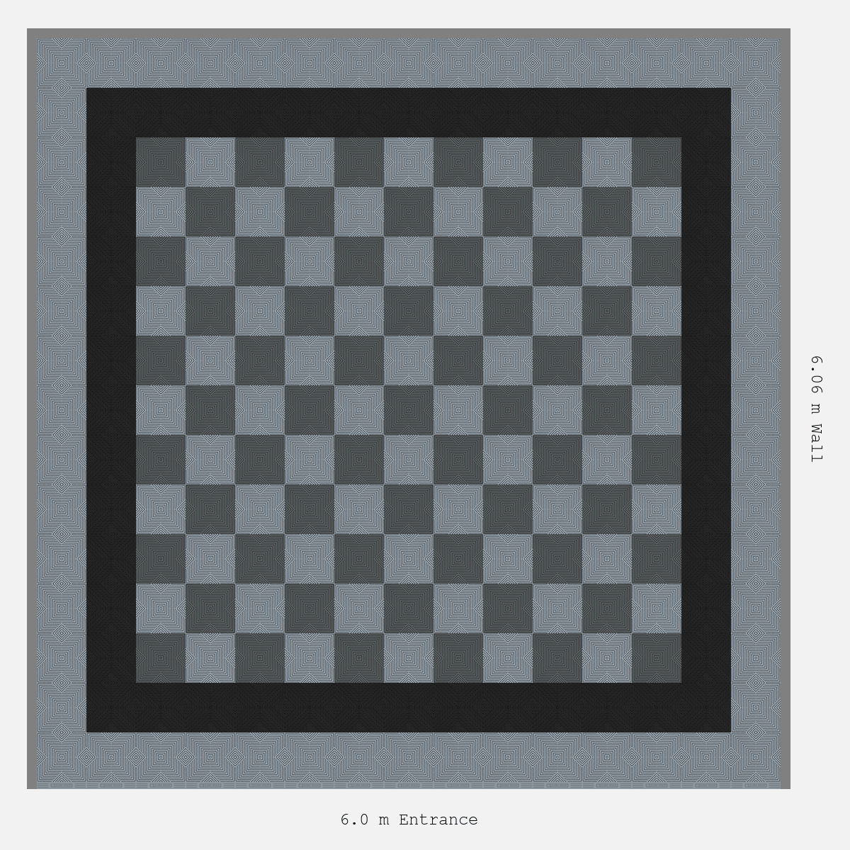 ULTRACORE Double Border Chequer Infill Design Outer: Silver Grey - Inner: Jet Black - Infill: Space Grey - Silver Grey