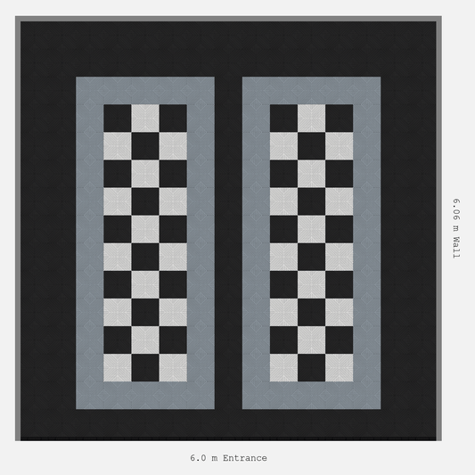 ULTRACORE Parking Bay Chequer Infill Design Base: Jet Black - Outline: Silver Grey - Infill: Jet Black - Alpine White