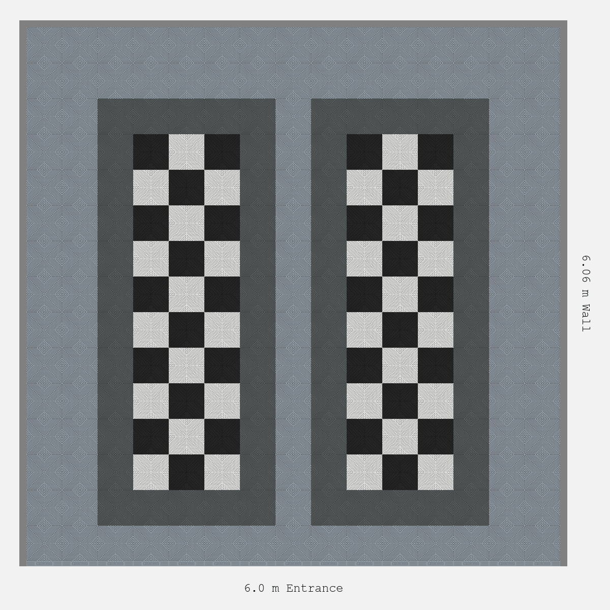 ULTRACORE Parking Bay Chequer Infill Design Base: Silver Grey - Outline: Space Grey - Infill: Jet Black - Alpine White
