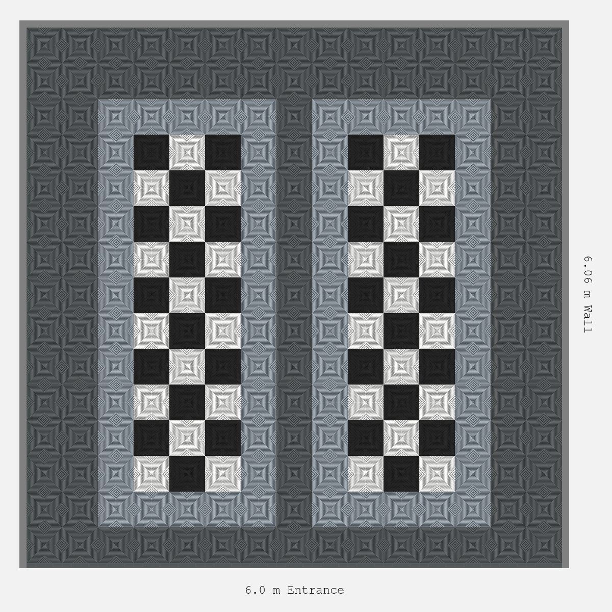 ULTRACORE Parking Bay Chequer Infill Design Base: Space Grey - Outline: Silver Grey - Infill: Jet Black - Alpine White