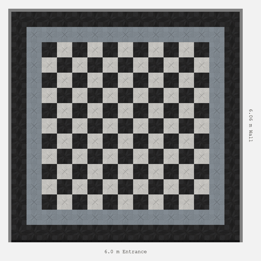 ULTRAFLUX Double Border Chequer Infill Design Outer: Jet Black - Inner: Silver Grey - Infill: Jet Black - Alpine White