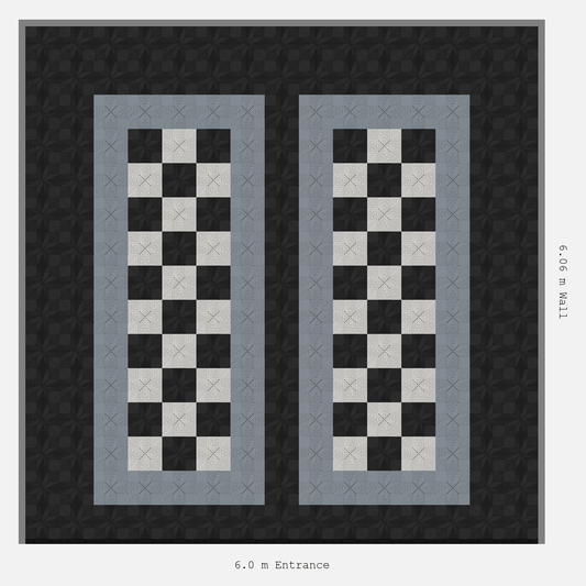 ULTRAFLUX Parking Bay Chequer Infill Design Base: Jet Black - Outline: Silver Grey - Infill: Jet Black - Alpine White