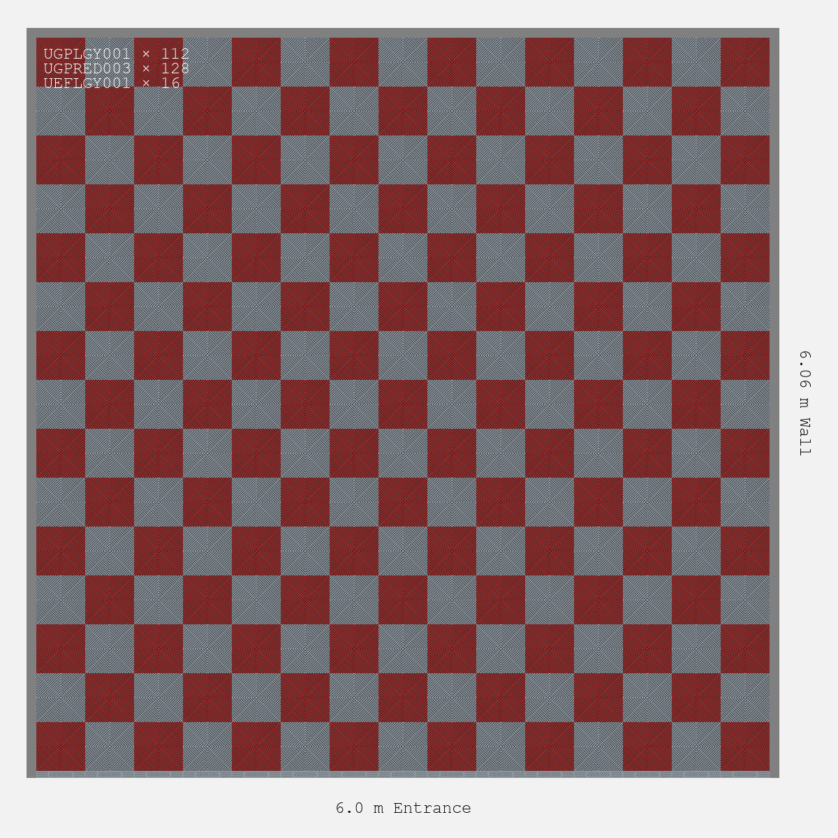 ULTRAGRID Chequer Design Silver Grey Accent Crimson Red