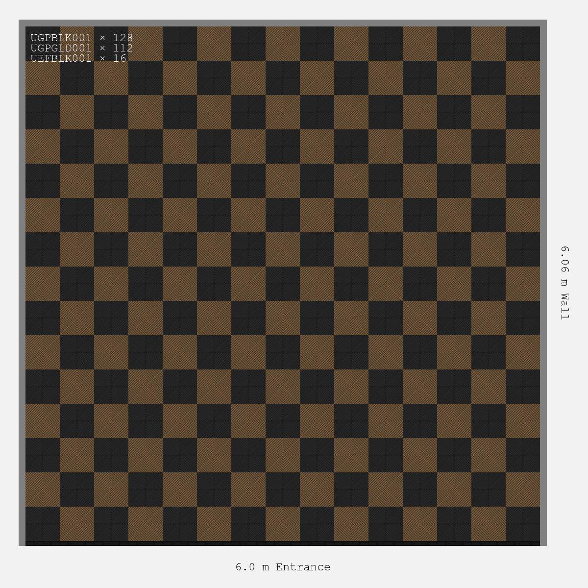 ULTRAGRID Chequer Design Jet Black Accent Trophy Gold
