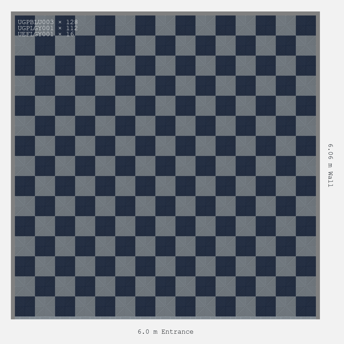 ULTRAGRID Chequer Design Silver Grey Accent Night Blue