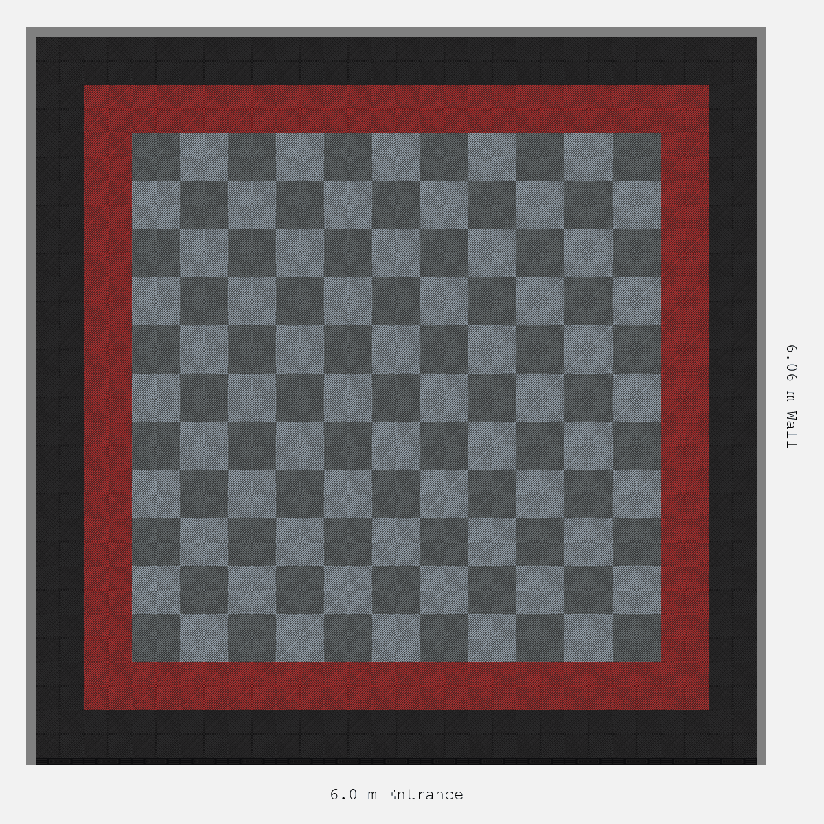 ULTRAGRID Double Border Chequer Infill Design Outer: Jet Black - Inner: Crimson Red - Infill: Space Grey - Silver Grey