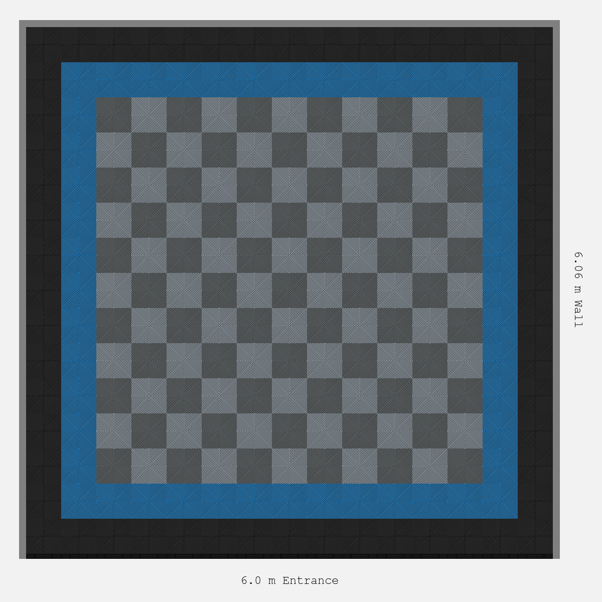 ULTRAGRID Double Border Chequer Infill Design Outer: Jet Black - Inner: Riviera Blue - Infill: Space Grey - Silver Grey