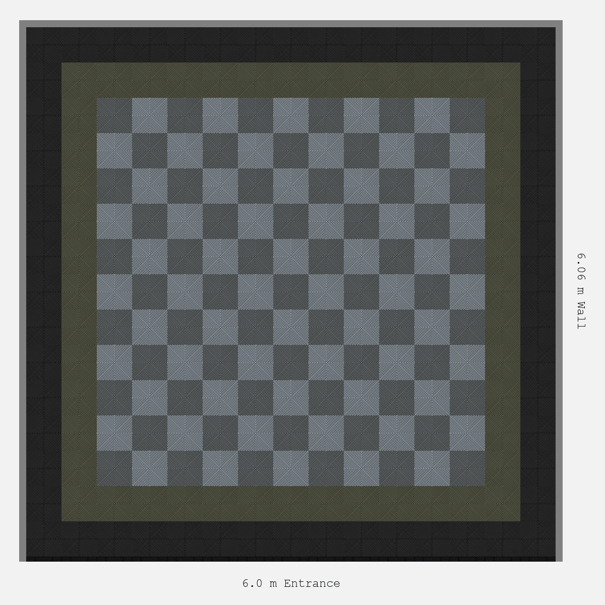 ULTRAGRID Double Border Chequer Infill Design Outer: Jet Black - Inner: Tactical Olive - Infill: Space Grey - Silver Grey