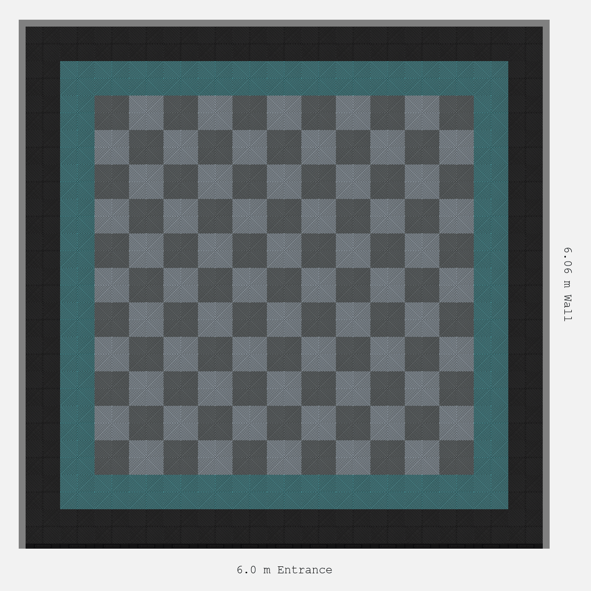 ULTRAGRID Double Border Chequer Infill Design Outer: Jet Black - Inner: Turbo Teal - Infill: Space Grey - Silver Grey