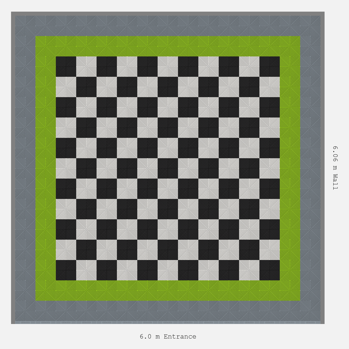 ULTRAGRID Double Border Chequer Infill Design Outer: Silver Grey - Inner: Electric Green - Infill: Jet Black - Alpine White