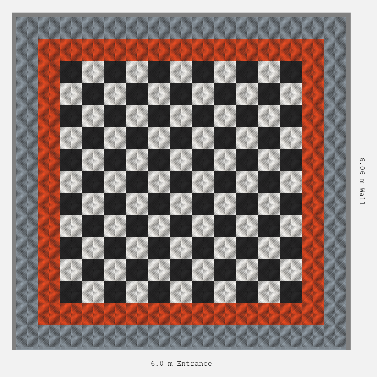 ULTRAGRID Double Border Chequer Infill Design Outer: Silver Grey - Inner: Lava Orange - Infill: Jet Black - Alpine White