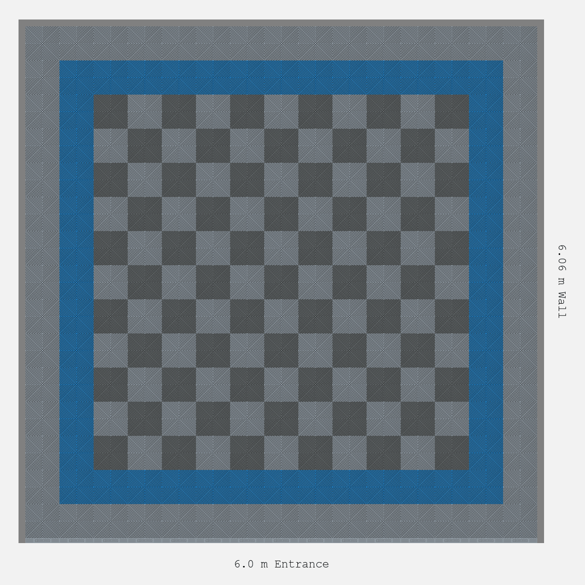 ULTRAGRID Double Border Chequer Infill Design Outer: Silver Grey - Inner: Riviera Blue - Infill: Space Grey - Silver Grey