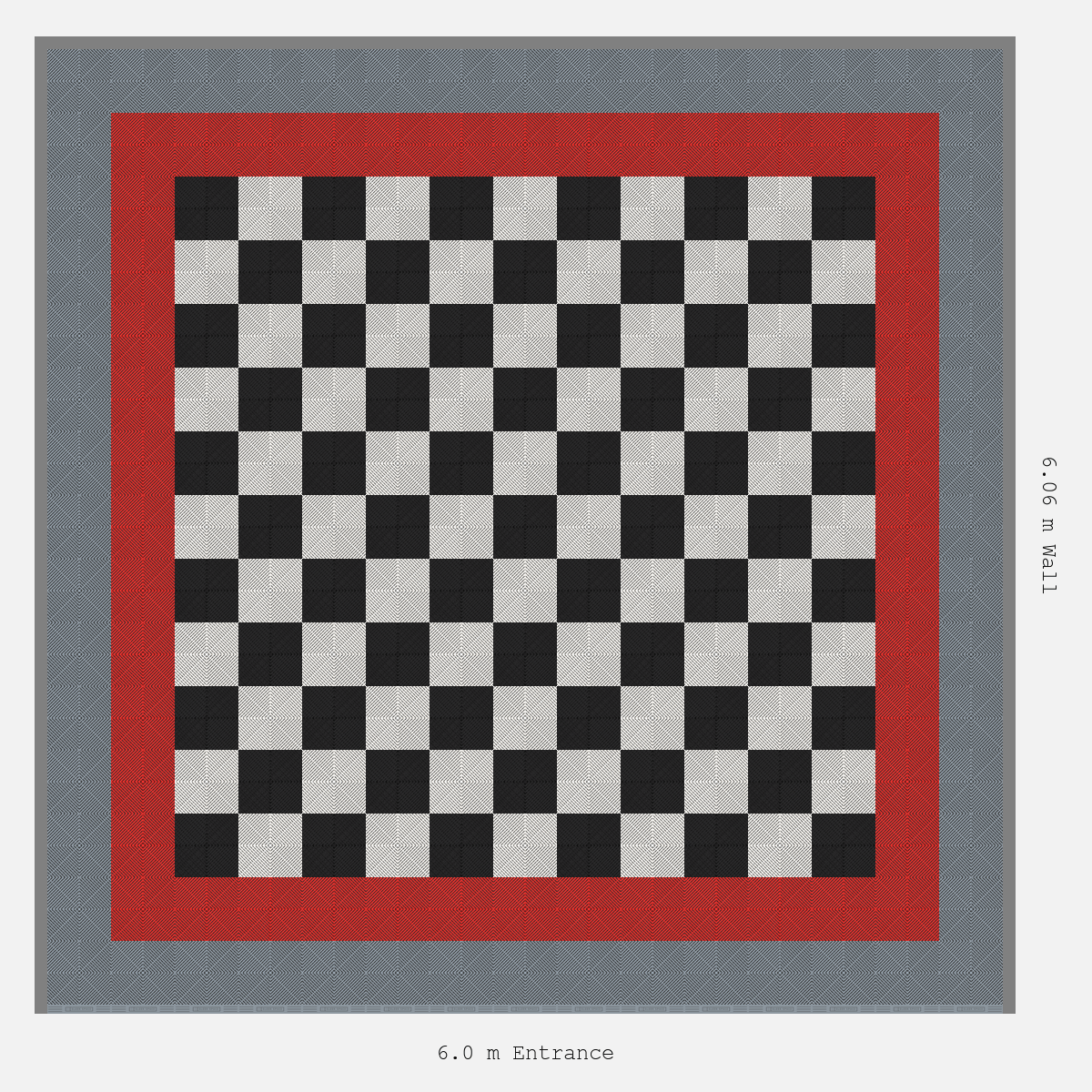 ULTRAGRID Double Border Chequer Infill Design Outer: Silver Grey - Inner: Rosso Red - Infill: Jet Black - Alpine White