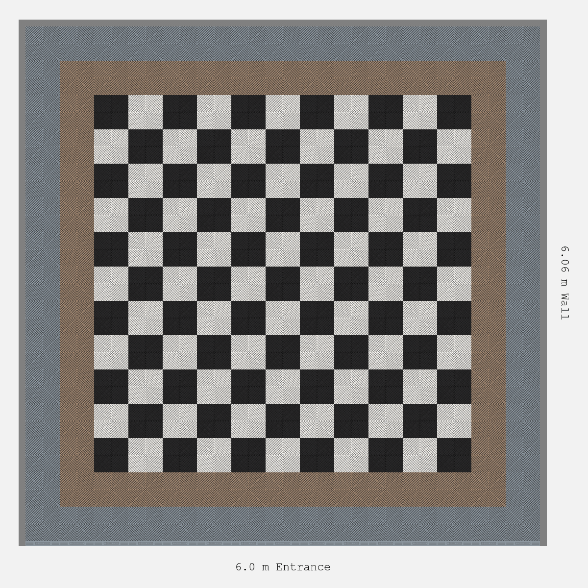 ULTRAGRID Double Border Chequer Infill Design Outer: Silver Grey - Inner: Stone Beige - Infill: Jet Black - Alpine White