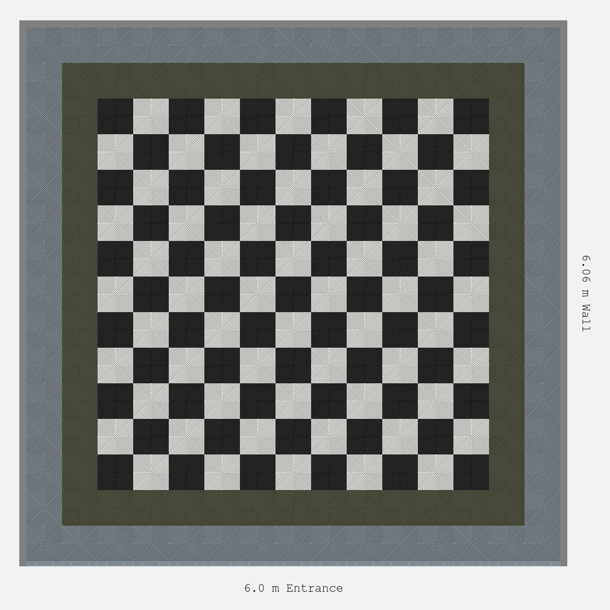 ULTRAGRID Double Border Chequer Infill Design Outer: Silver Grey - Inner: Tactical Olive - Infill: Jet Black - Alpine White