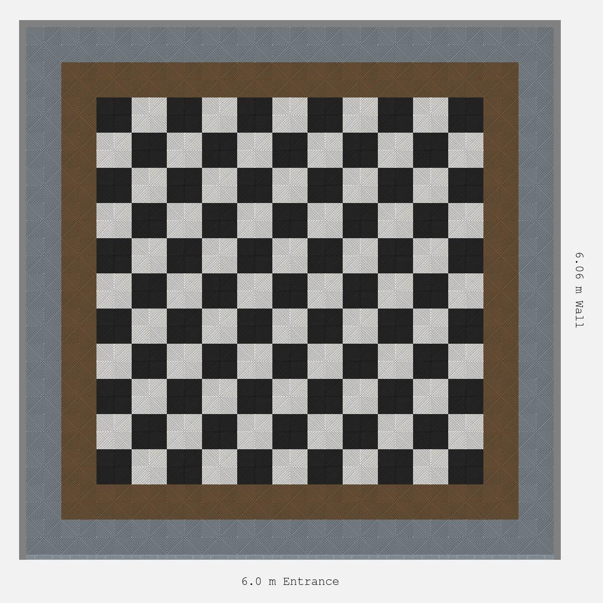 ULTRAGRID Double Border Chequer Infill Design Outer: Silver Grey - Inner: Trophy Gold - Infill: Jet Black - Alpine White