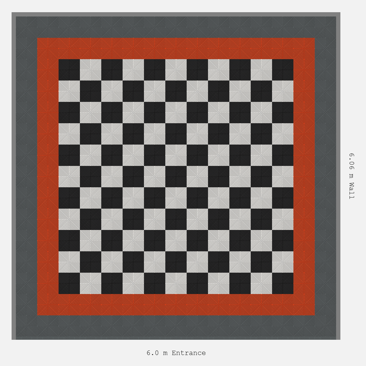 ULTRAGRID Double Border Chequer Infill Design Outer: Space Grey - Inner: Lava Orange - Infill: Jet Black - Alpine White