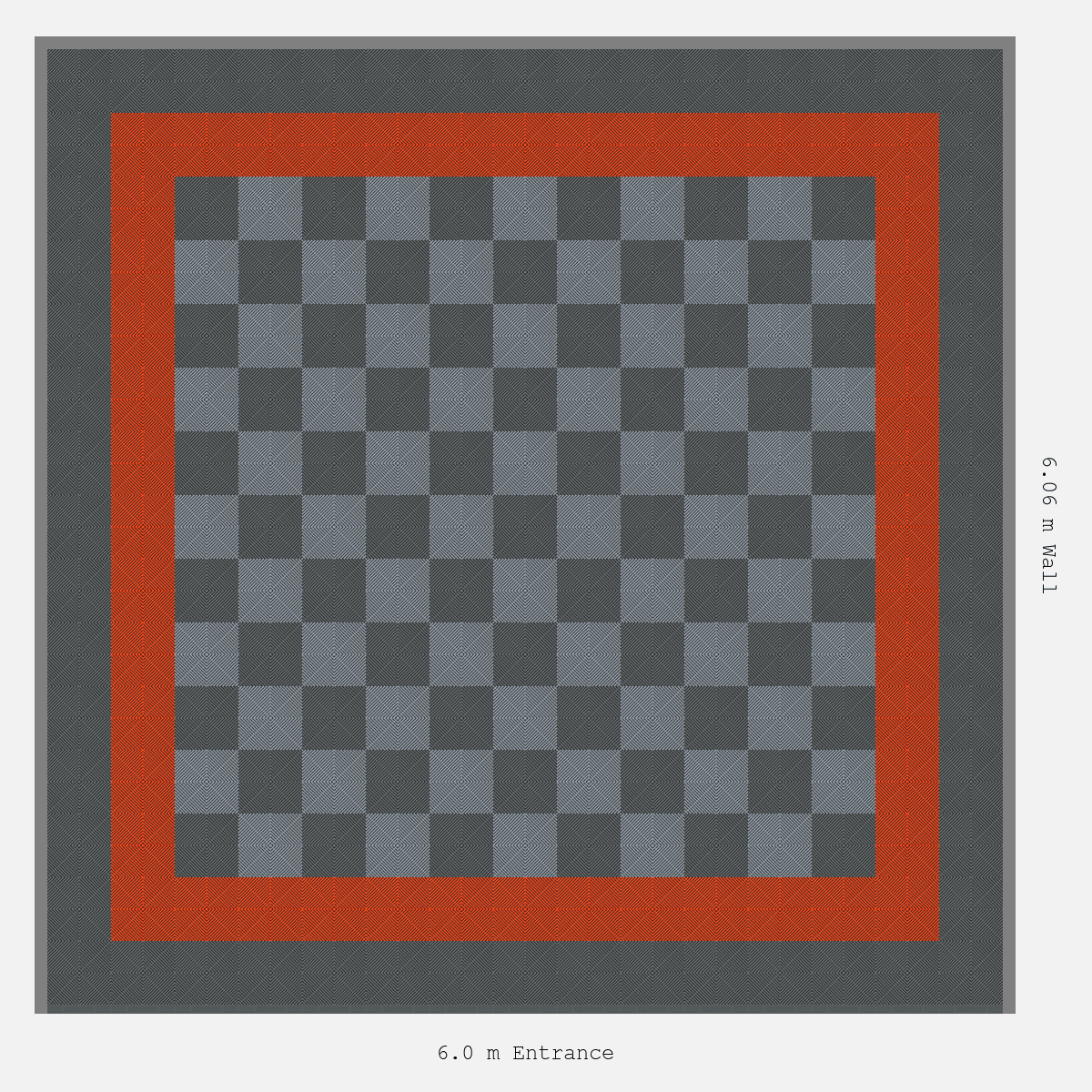 ULTRAGRID Double Border Chequer Infill Design Outer: Space Grey - Inner: Lava Orange - Infill: Space Grey - Silver Grey