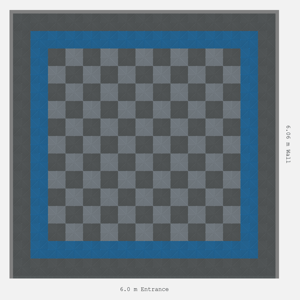ULTRAGRID Double Border Chequer Infill Design Outer: Space Grey - Inner: Riviera Blue - Infill: Space Grey - Silver Grey