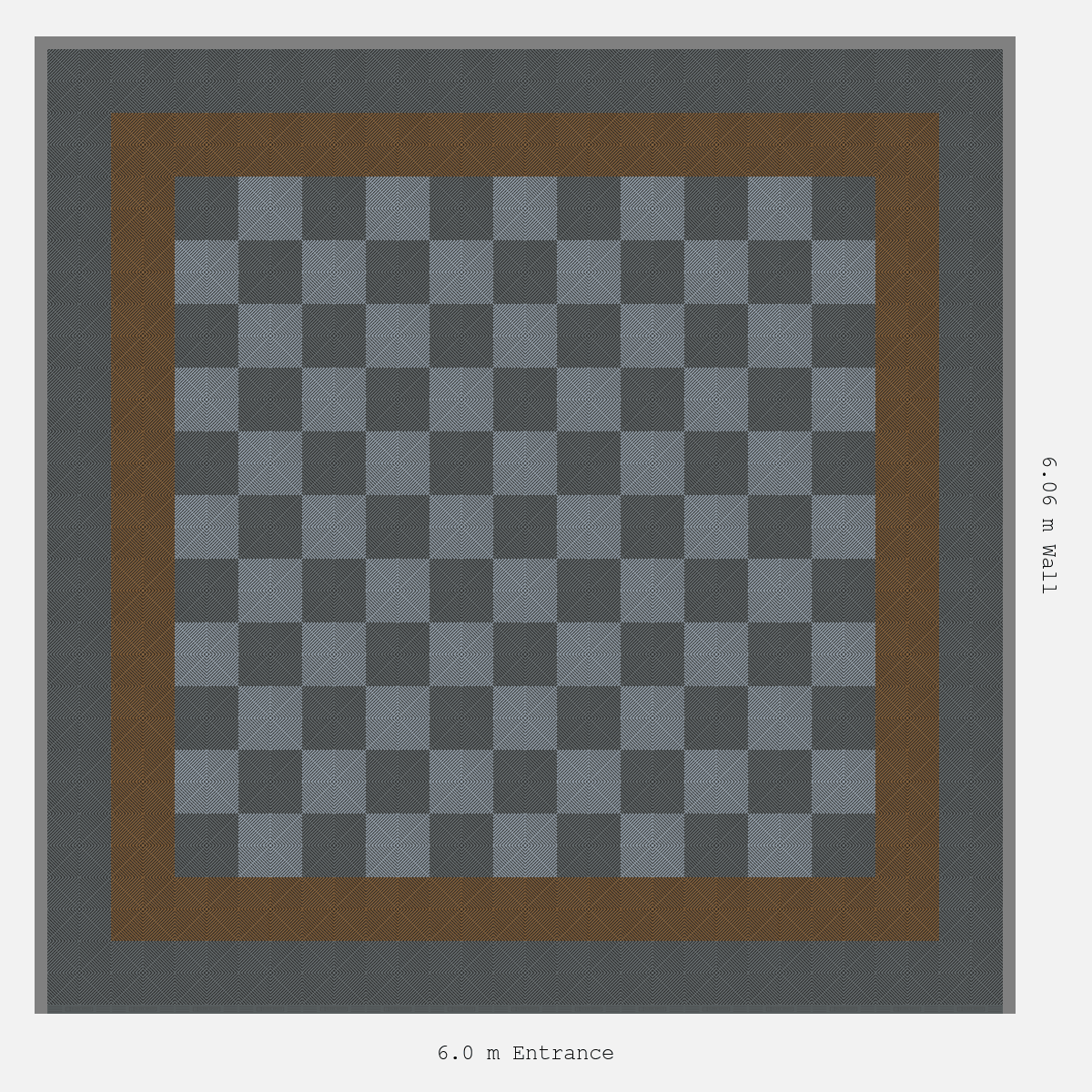 ULTRAGRID Double Border Chequer Infill Design Outer: Space Grey - Inner: Trophy Gold - Infill: Space Grey - Silver Grey