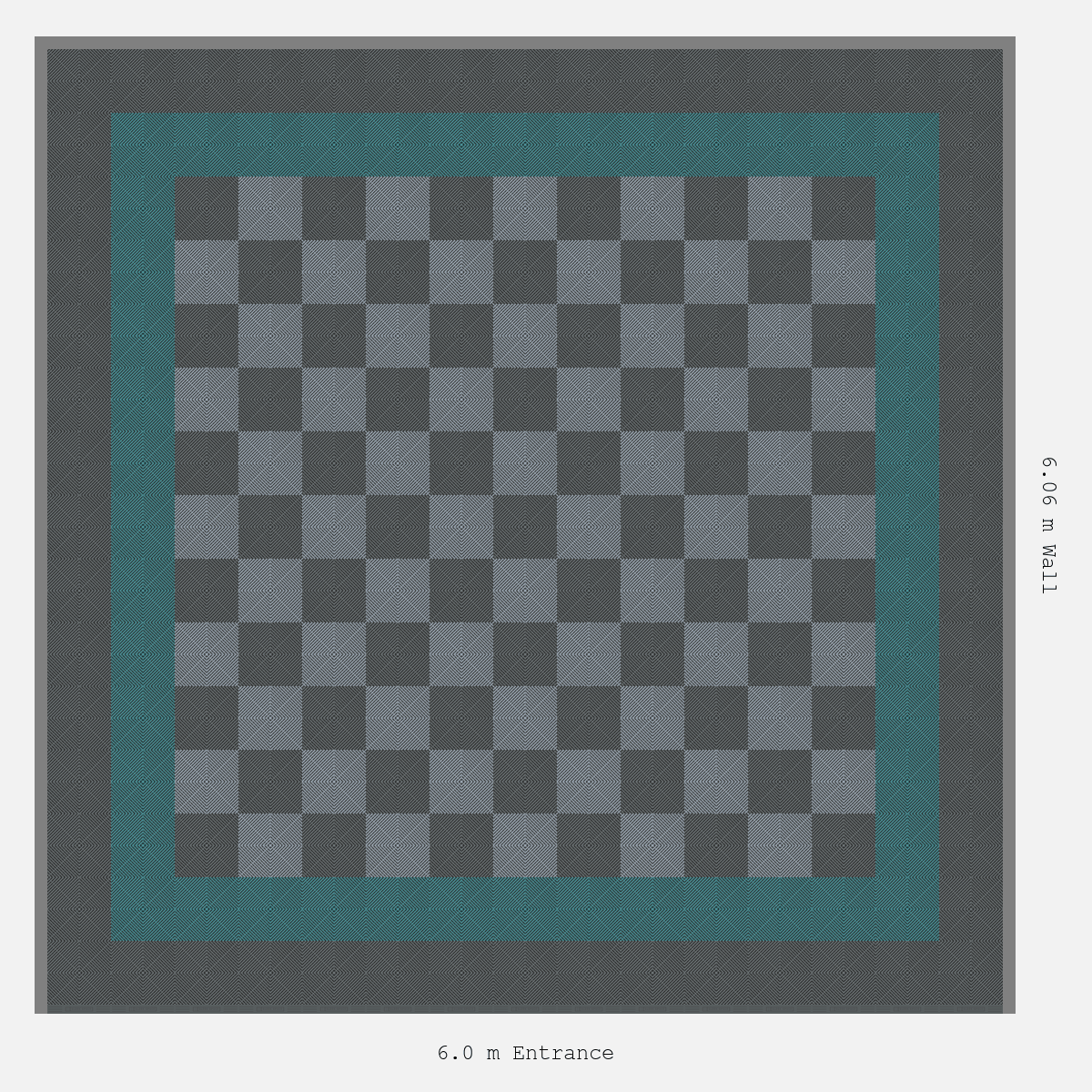 ULTRAGRID Double Border Chequer Infill Design Outer: Space Grey - Inner: Turbo Teal - Infill: Space Grey - Silver Grey
