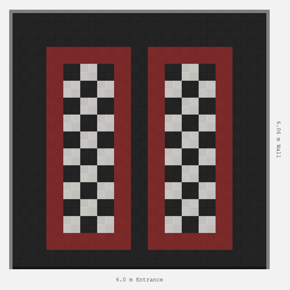 ULTRAGRID Parking Bay Chequer Infill Design Base: Jet Black - Outline: Crimson Red - Infill: Jet Black - Alpine White