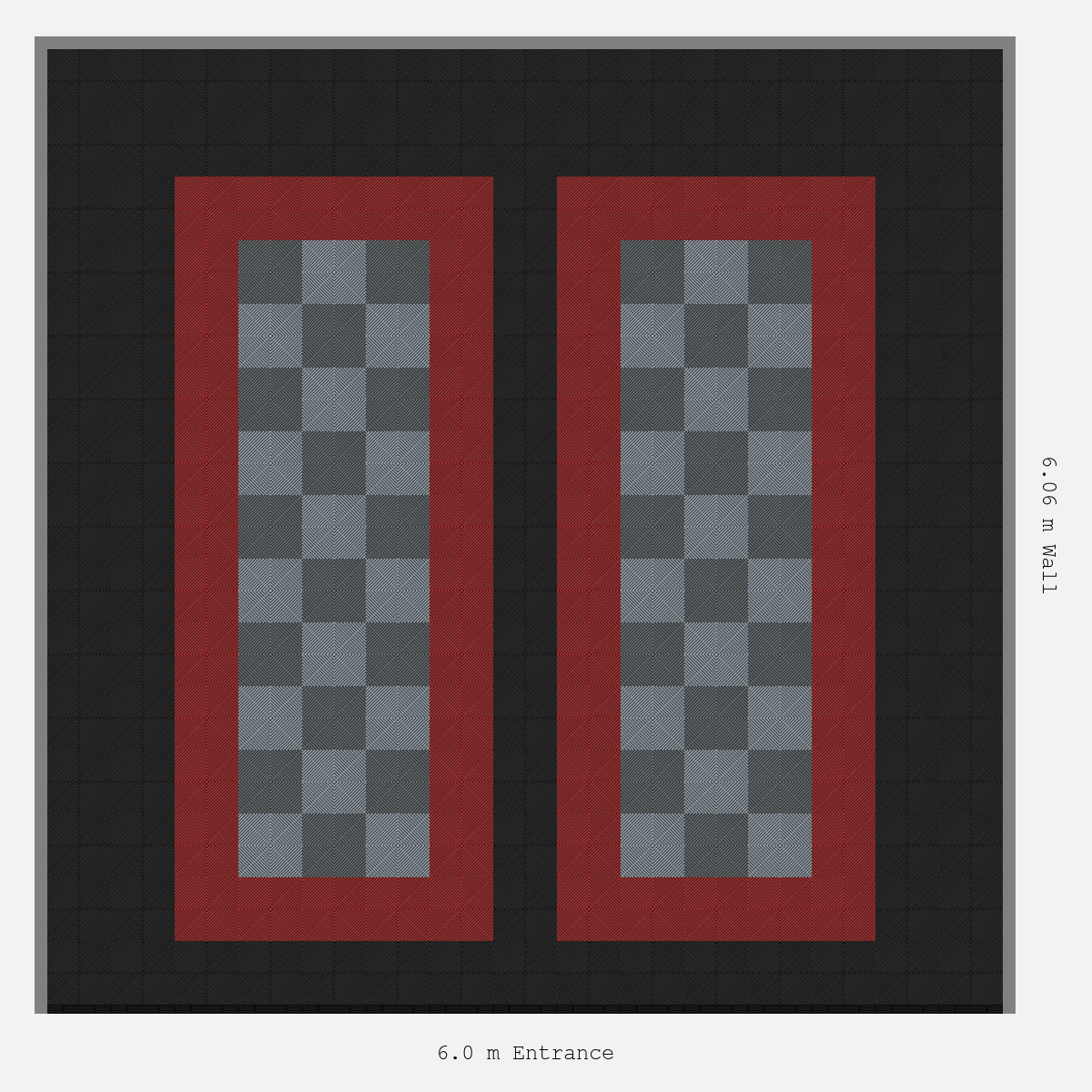 ULTRAGRID Parking Bay Chequer Infill Design Base: Jet Black - Outline: Crimson Red - Infill: Space Grey - Silver Grey
